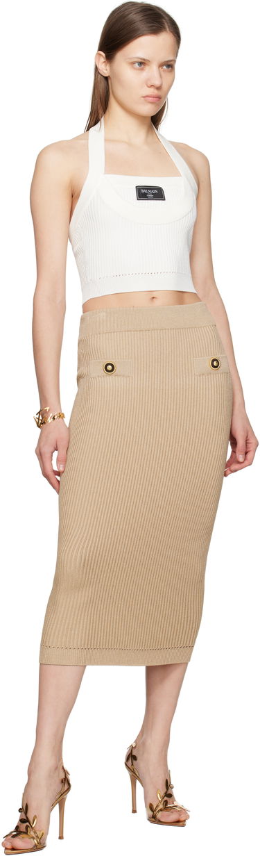 Пола Balmain Balmain Ribbed Knit Halter Top Бежово | EF1AA380KI10, 3