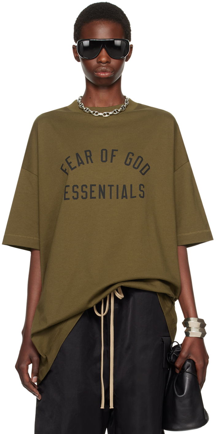 Тениска Fear of God Fear of God Essentials Crewneck T-Shirt Зелено | 125BT244194F