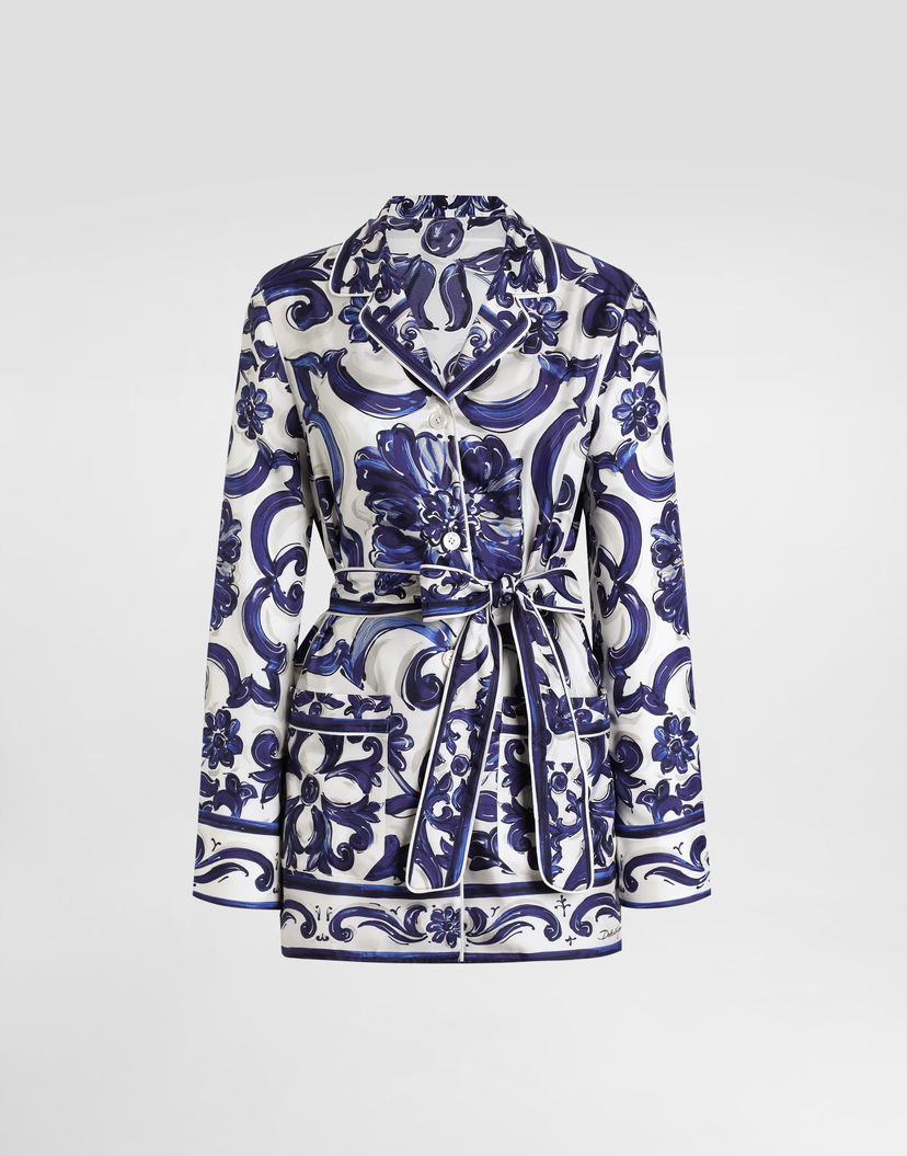 Риза Dolce & Gabbana Dolce & Gabbana Majolica-Print Silk Vanity Shirt Синьо | I5654WHI1S5HB5DQ