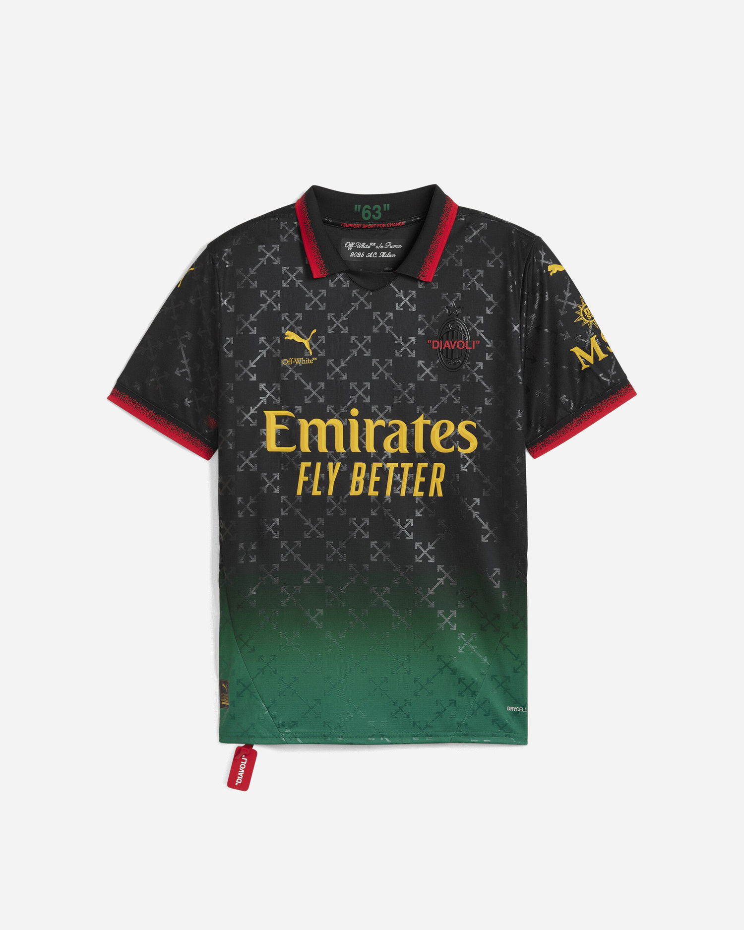 Фланелка Puma AC Milan x Off-White Replica Jersey Black / Power Green Черно | 783001-01, 1