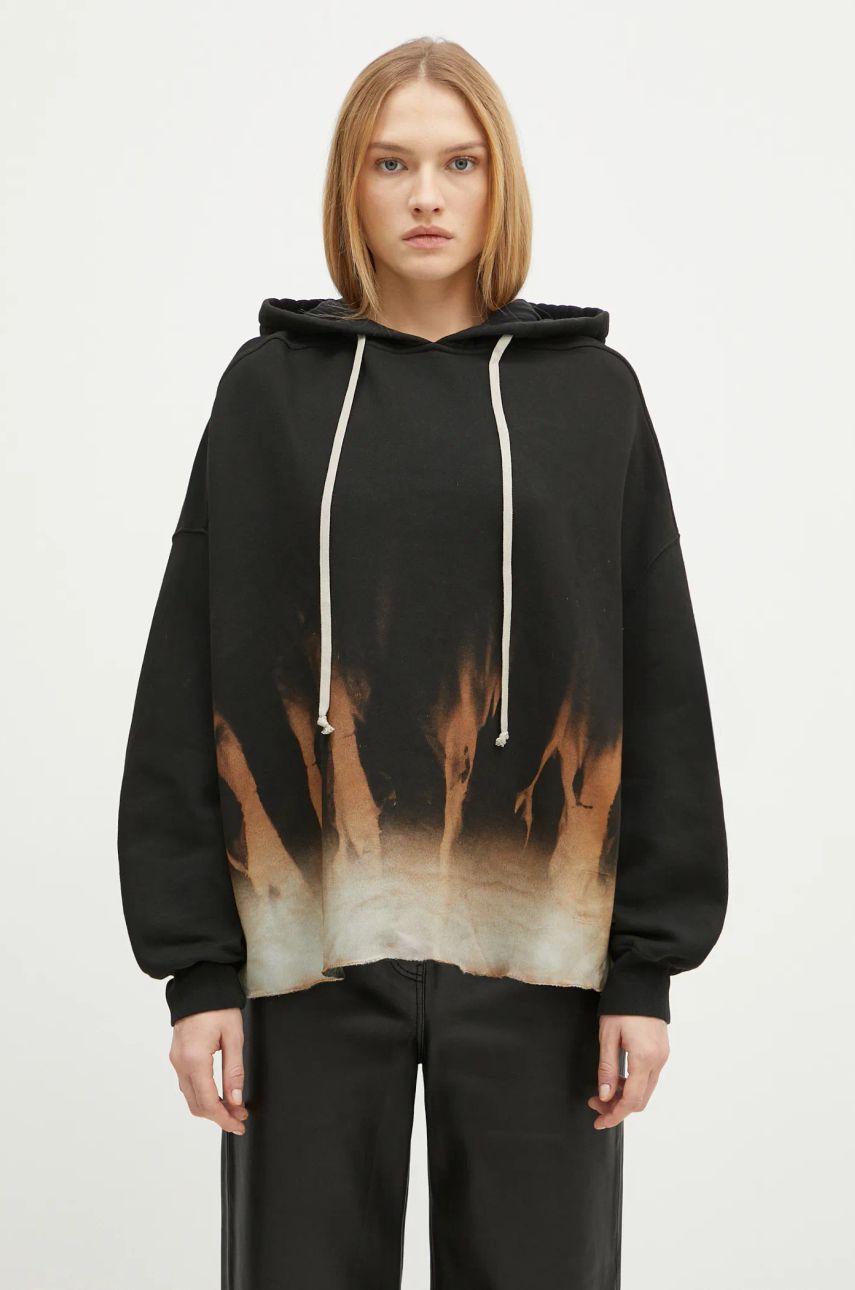 Суитчър Rick Owens Crater Patterned Hoodie Черно | DS02D2221.FSUN, 0