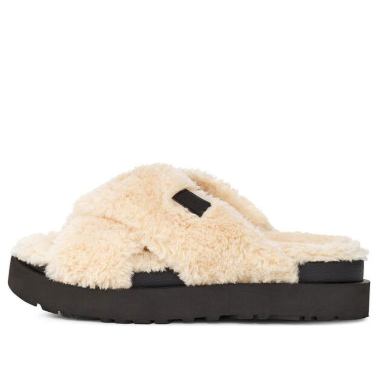 Кецове и обувки UGG Fuzz Sugar Cross Slides Бежово | 1135131-NBLC
