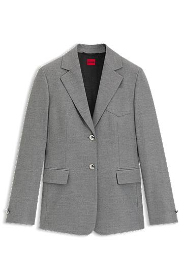 Яке BOSS Regular-fit Melange Stretch Flannel Blazer Сиво | 50547587