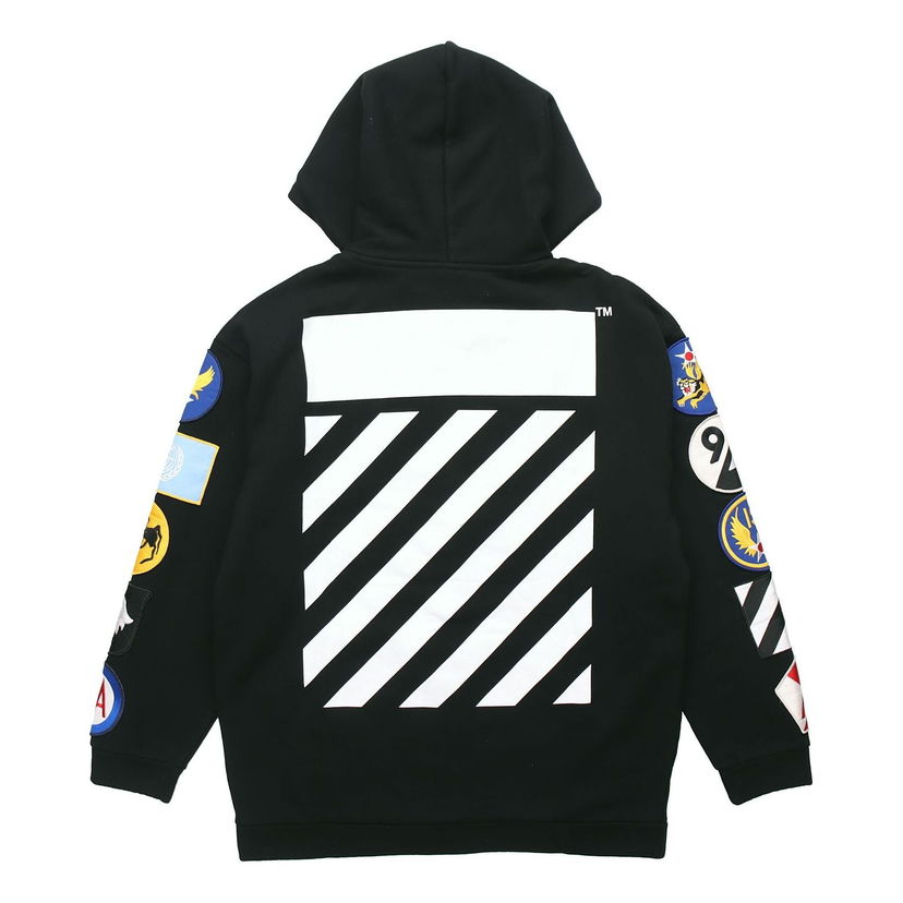 Суитчър Off-White Detail Patch Long Sleeve Hoodie Черно | OMBB009G20JER0011001