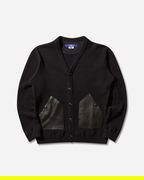 Junya Watanabe Ribbed Knit Wool Cardigan with Leather Pockets