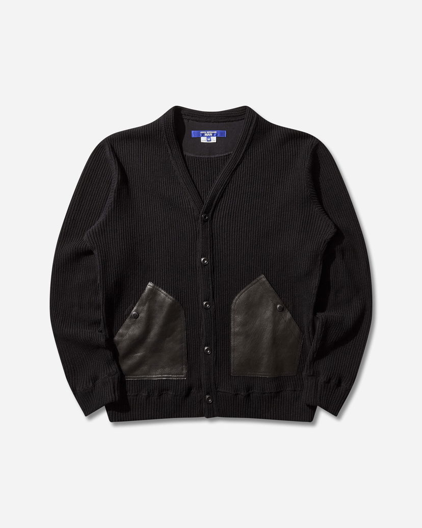 Пуловер Junya Watanabe Junya Watanabe Ribbed Knit Wool Cardigan with Leather Pockets Черно | WP-T011-W25 1