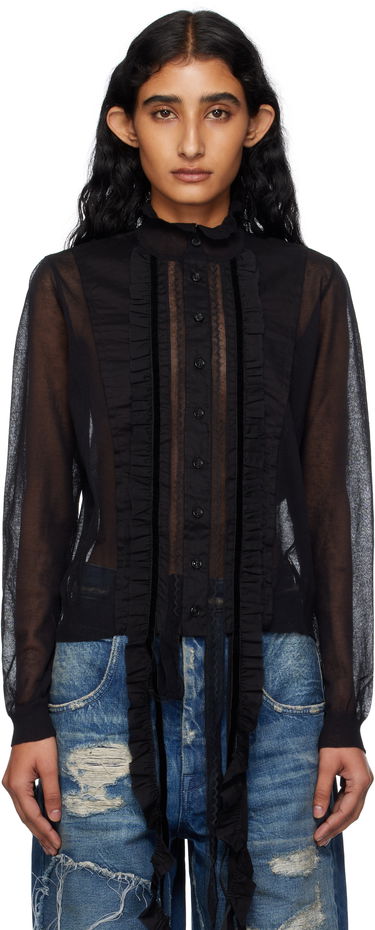 Риза Ann Demeulemeester Ann Demeulemeester Monya Sheer Ruffle Blouse Черно | B0012852-KN008-099, 0