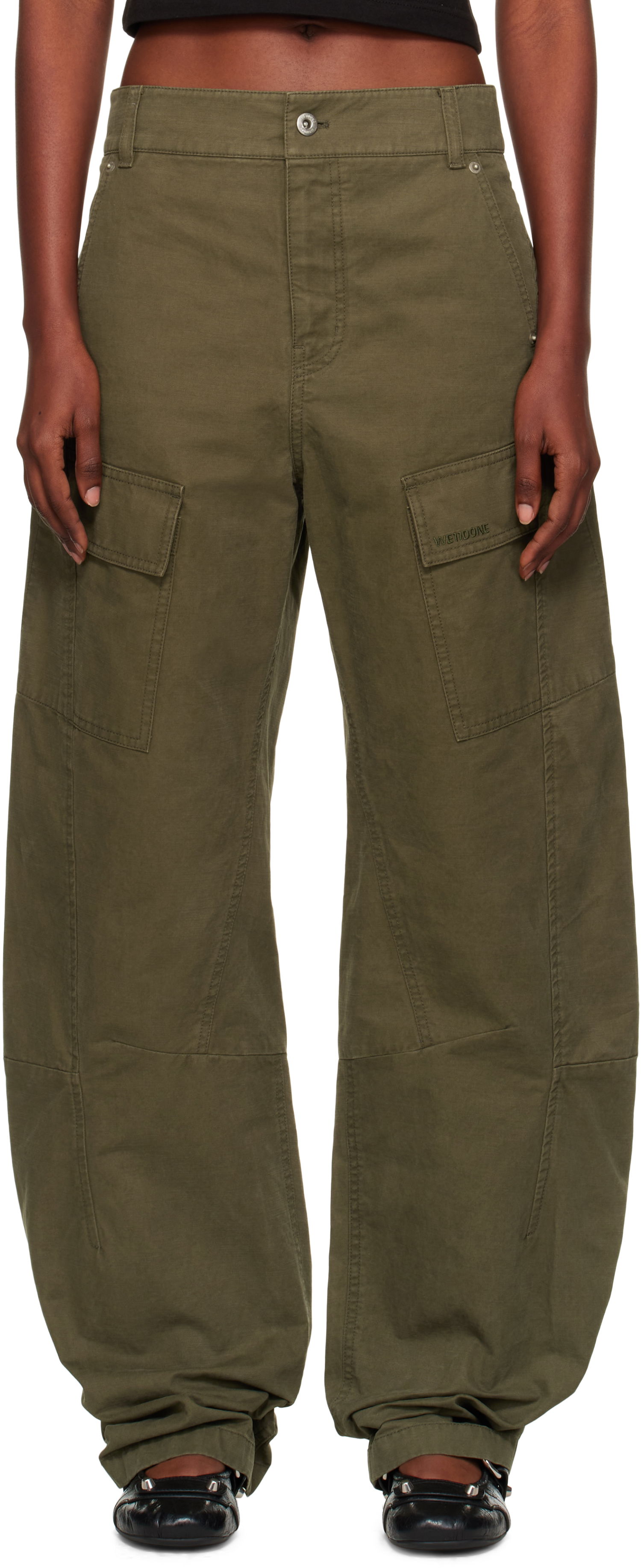 Карго панталони We11done We11done Curved Cargo Trousers Зелено | WD-PT2-25-216-W-KK, 0