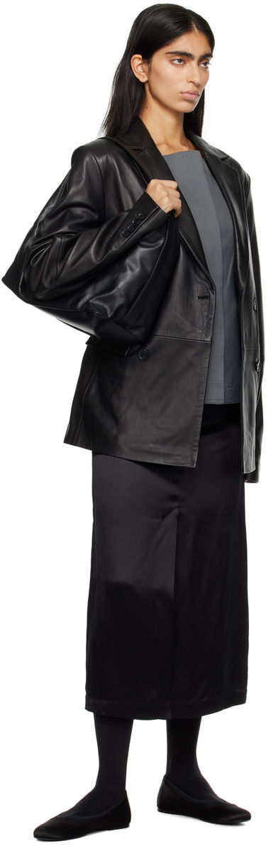 Яке Loulou de Saison Loulou de Saison Davao Double-Breasted Leather Jacket Черно | DAVAO, 3