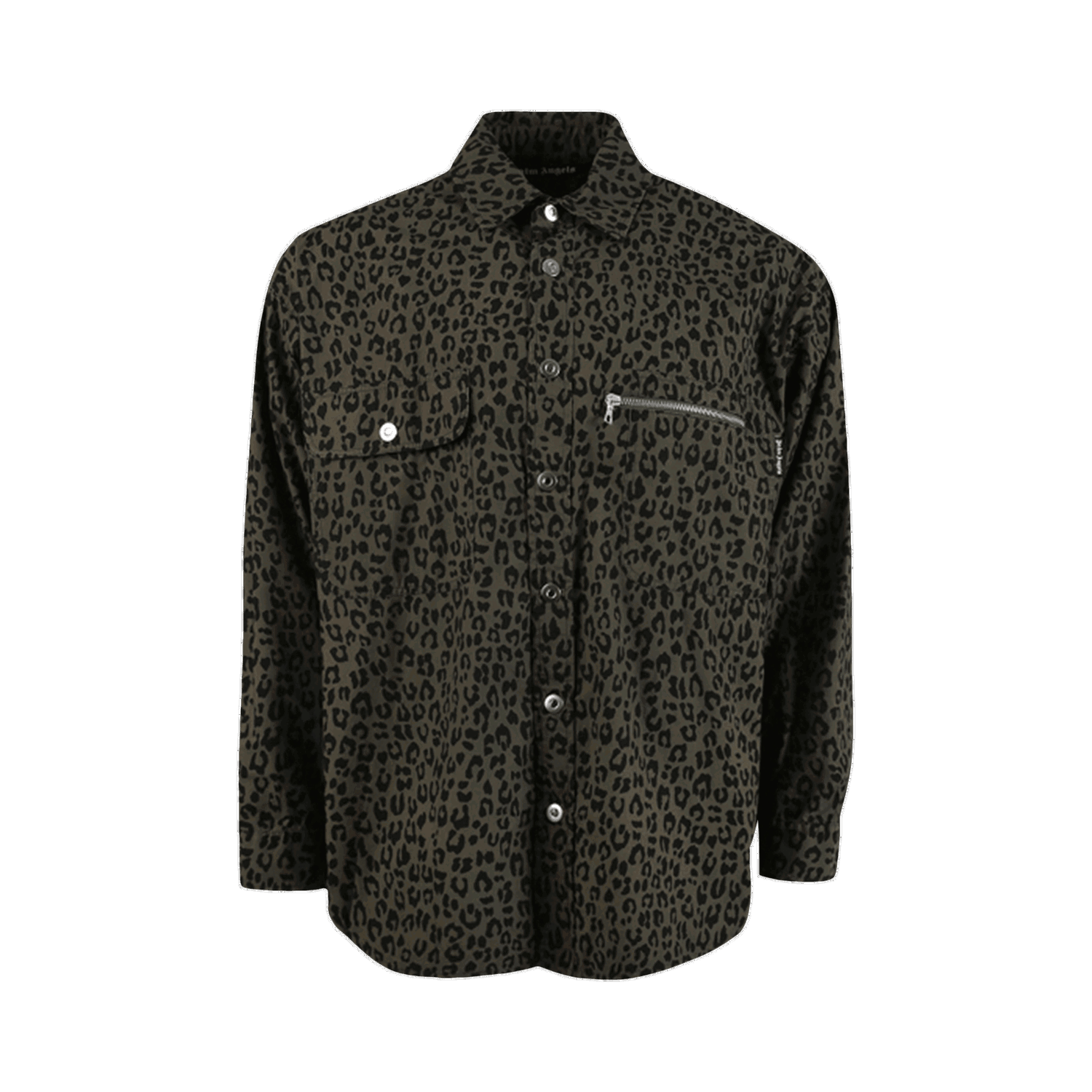 Риза Palm Angels Leopard Camo Curved Logo Shirt Черно | PMGA109S22FAB0021001, 0