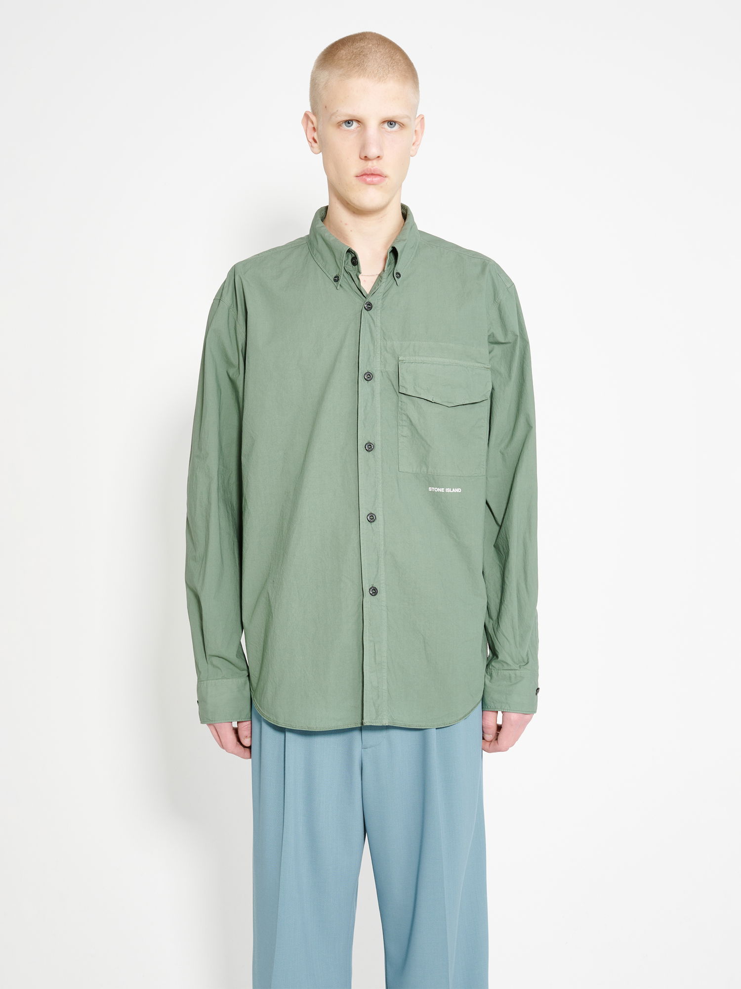 Риза Stone Island Button Down Shirt Зелено | 801511705 V0059, 0