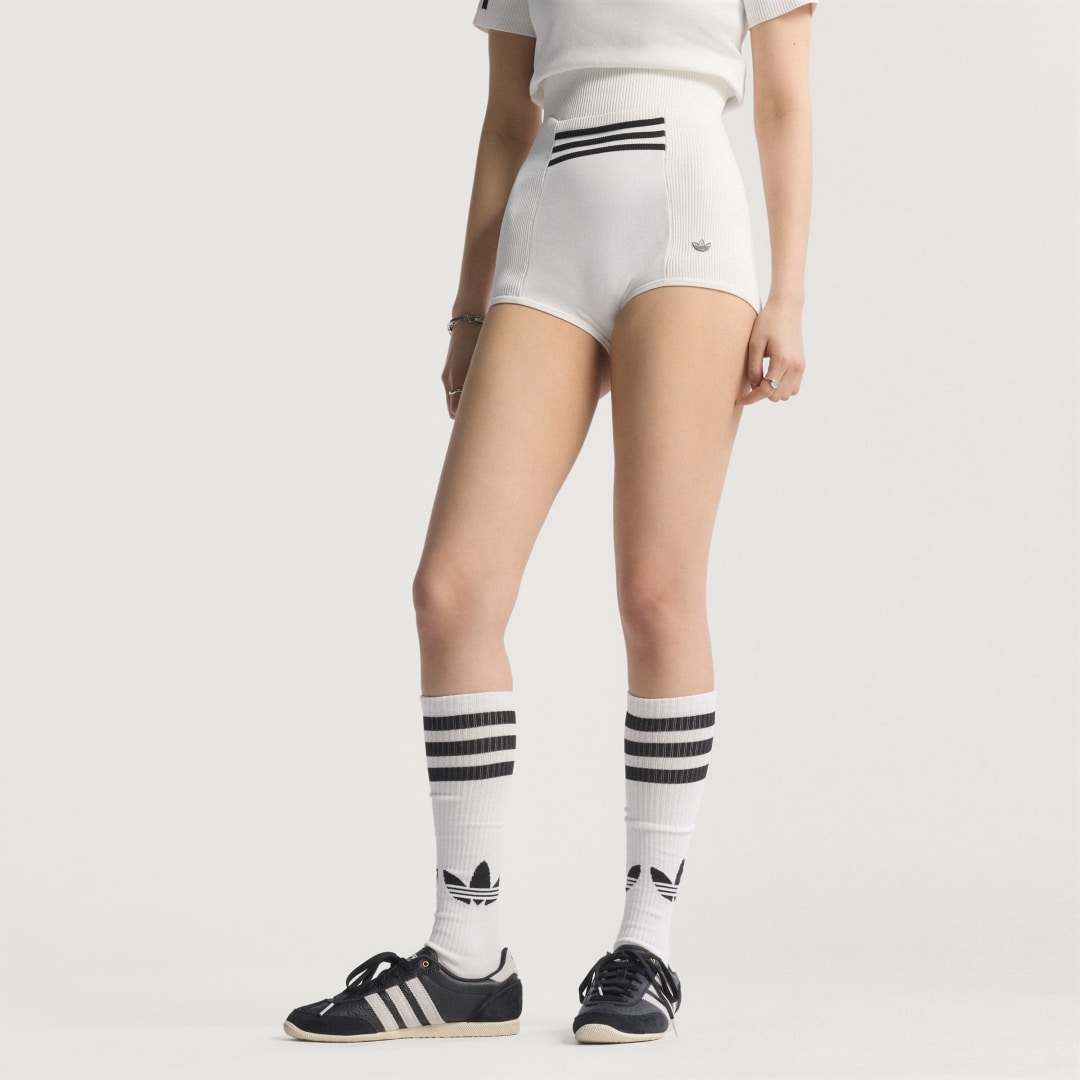 Къси панталони adidas Performance High-Waisted Knit Shorts Бяло | KB3068, 0