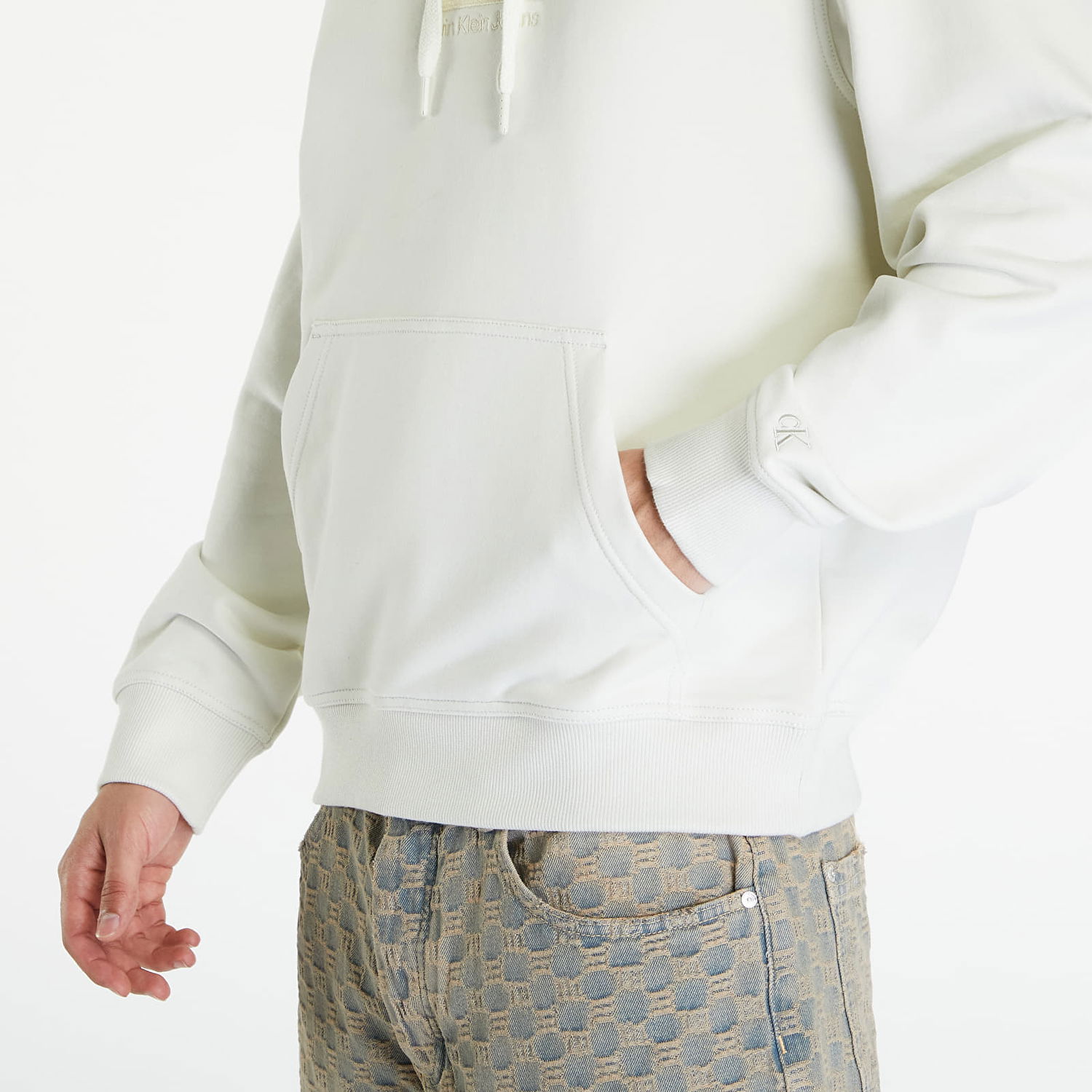 Суитчър CALVIN KLEIN Embroidery Patch Hoodie White Бяло | J30J325702 CGA, 1