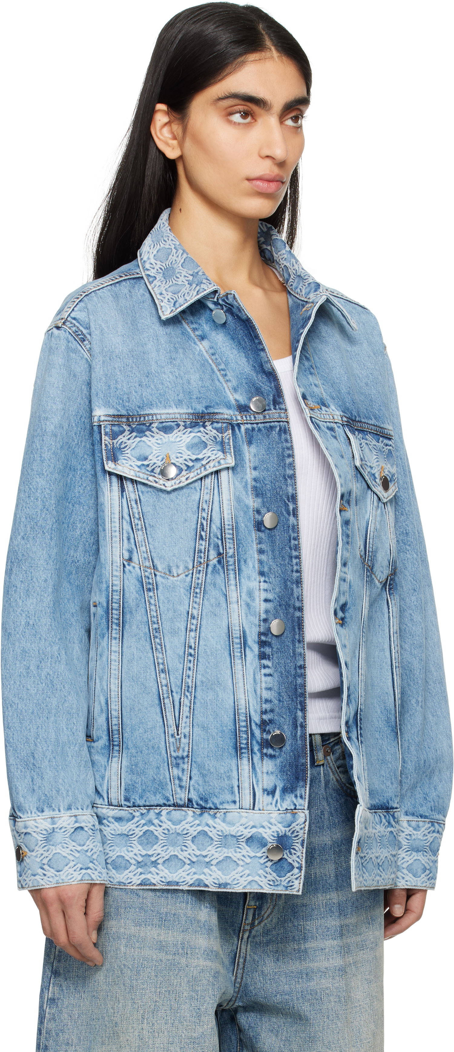 Яке AMIRI AMIRI MA Quad Jacquard Trucker Denim Jacket Синьо | AWDNTR1004, 1