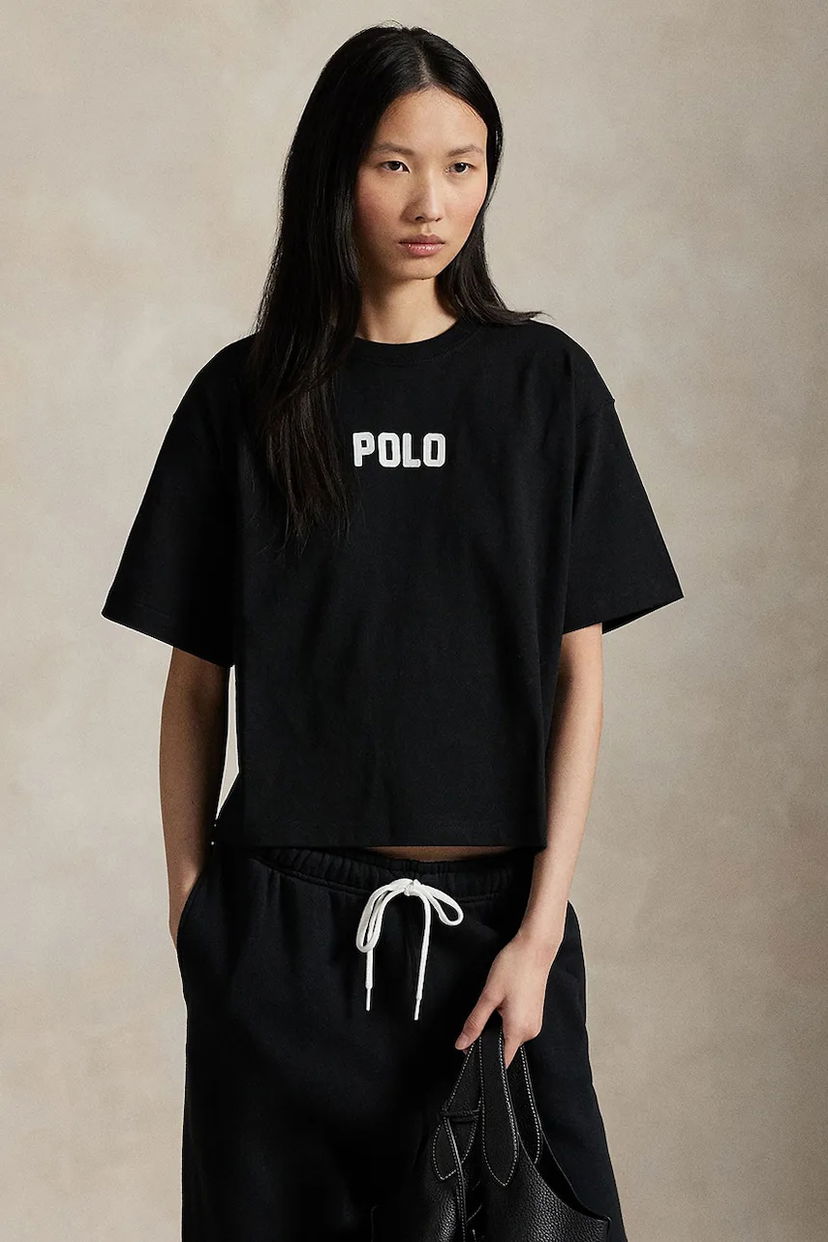 Тениска Polo by Ralph Lauren Polo Ralph Lauren Cropped T-Shirt Черно | 211965119