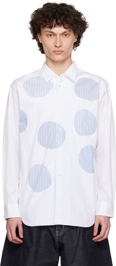 Риза Comme des Garçons Comme des Garçons Shirt Plain & Stripe Shirt Бяло | FO-B015-S25, 0