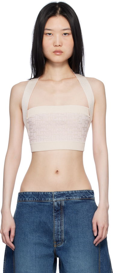 Потник Balmain Labyrinth Monogram Tank Top Бежово | EF1AA025KI02, 0