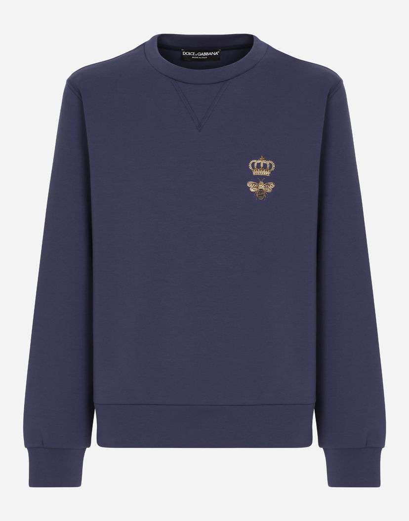 Суитчър Dolce & Gabbana Cotton Jersey Sweatshirt With Embroidery Тъмно синьо | G9ABJZHU7H9B0065