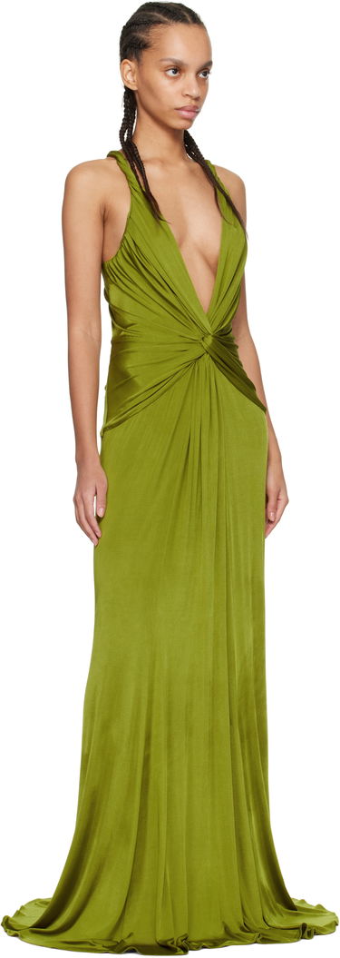 Pокля Tom Ford Tom Ford V-Neck Criss-Cross Maxi Dress Зелено | ABJ834-JEX114, 3