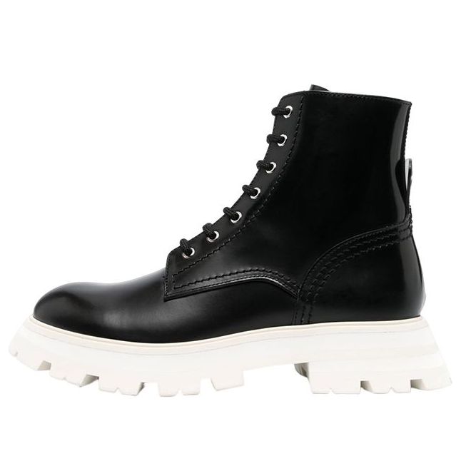 Кецове и обувки Alexander McQueen Alexander McQueen Leather Ankle Boots Черно | 708056WIC6C1595