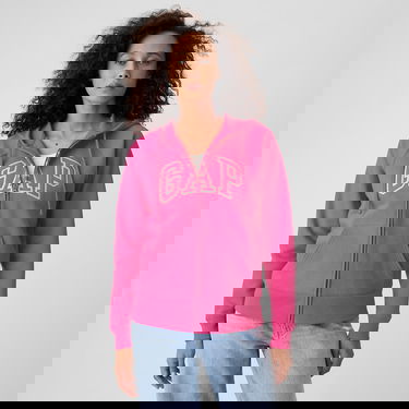 Суитчър GAP Sweatshirt Logo Full Zip Hoodie Sizzling Fuchsia XL Розово | 873024-11, 0