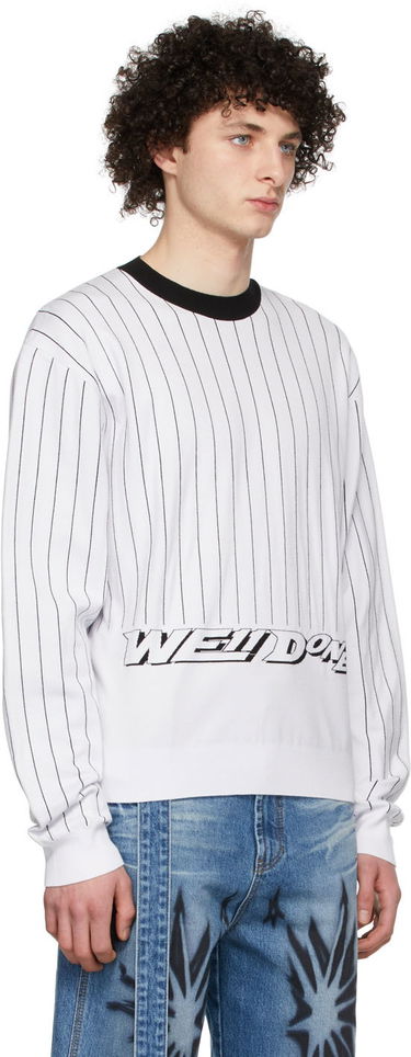 Пуловер We11done We11done Pinstripe Rayon Sweater Бяло | WD-KT1-22-619-U-WH, 1