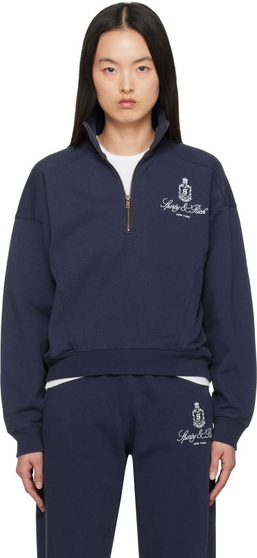 Суитчър Sporty & Rich Sporty & Rich Vendome Quarter Zip Sweatshirt Тъмно синьо | ST073606231BL106, 0