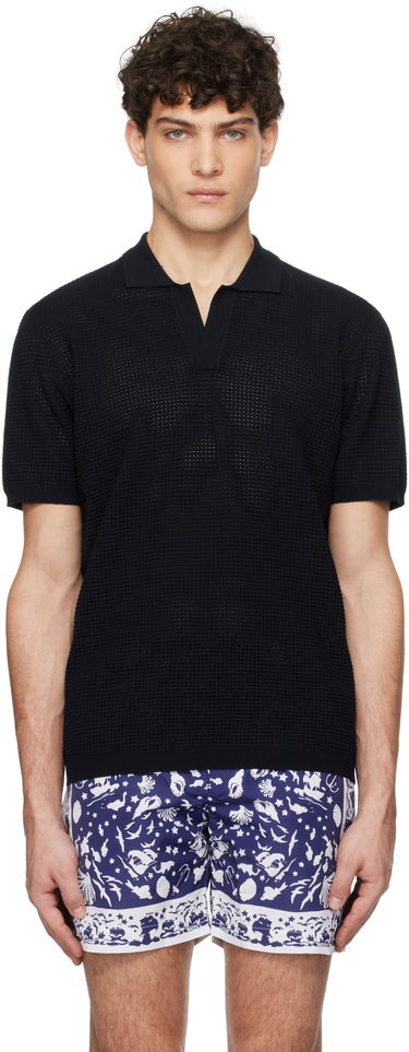 Поло тениска Orlebar Brown Orlebar Brown Roddy Open Knit Polo Черно | 277989, 0
