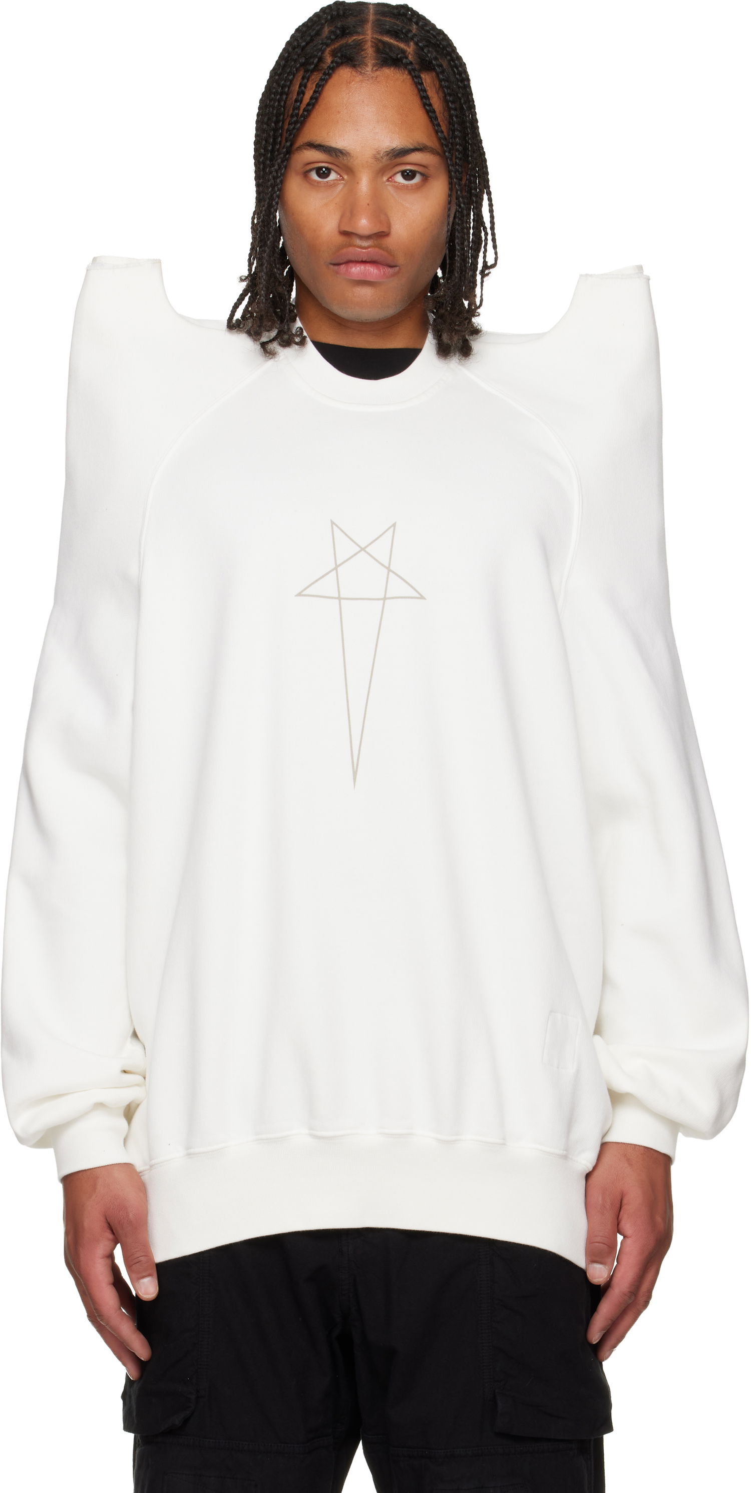 Суитчър Rick Owens Concordians Tecsweat Padded Shoulder Sweatshirt Бяло | DU02E7272 FEP3, 0
