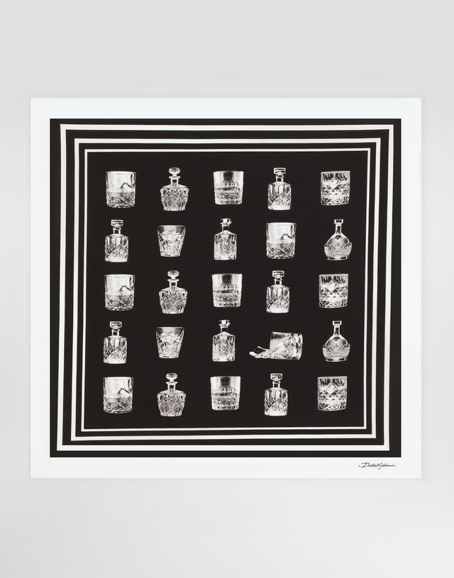 Silk Scarf With Glassware Print