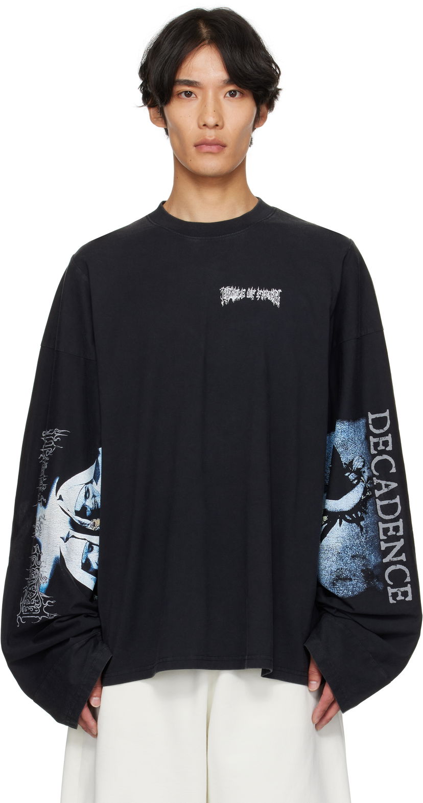 Тениска VETEMENTS Vetements Cradle of Filth 'Decadence' Cut-Up Longsleeve T-Shirt Черно | UCF76LS980B