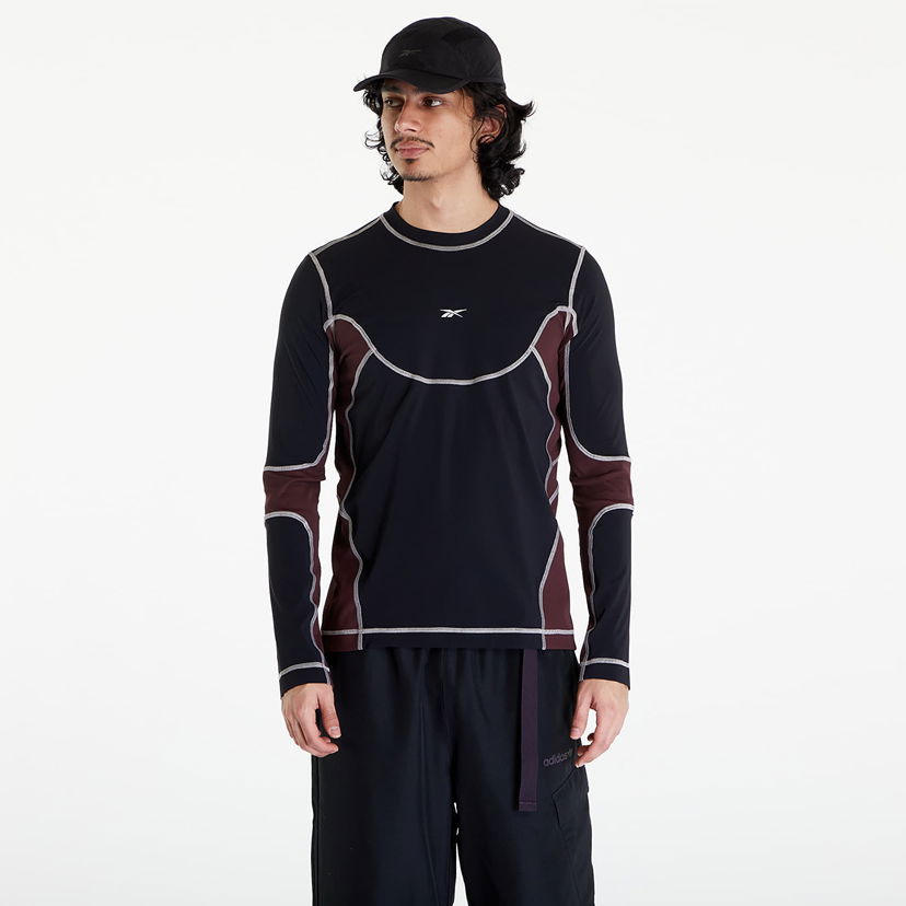 Тениска Reebok Ribbed Training Long Sleeve T-Shirt Bordeaux/ Black Черно | RMVB001C99FAB0011028