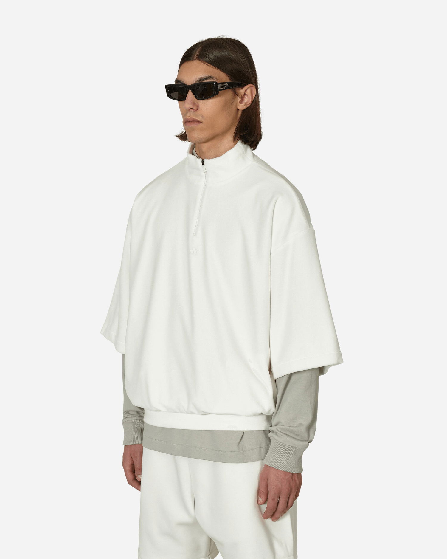 Суитчър adidas Originals Basketball Velour Half Zip Sweatshirt Бяло | IA1991 001, 1