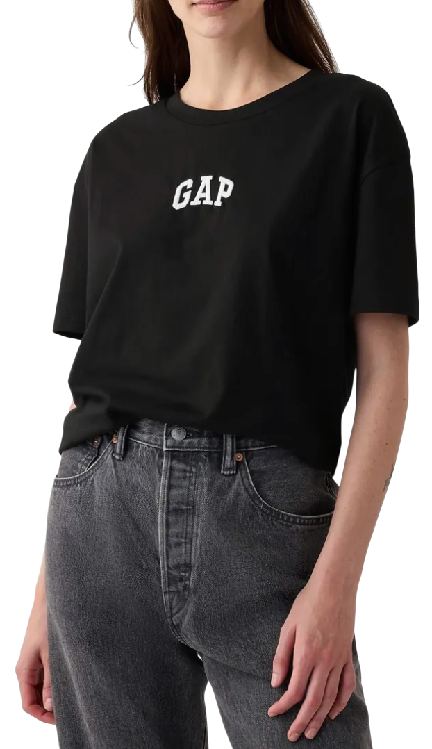 Тениска GAP T-shirt Logo Boyfriend Черно | 407990-01, 0