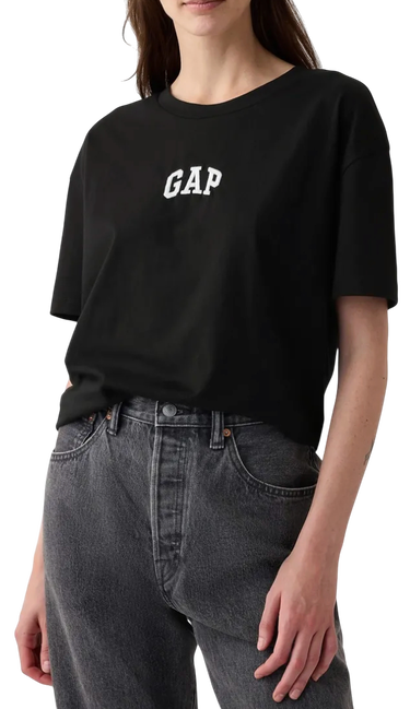 Тениска GAP T-shirt Logo Boyfriend Черно | 407990-01, 0