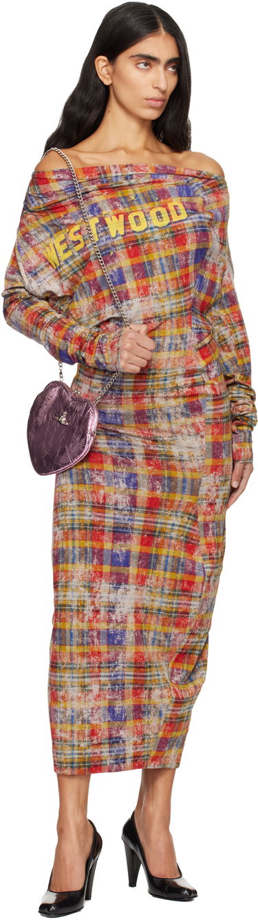 Дамска чанта Vivienne Westwood Belle Crinkled Metallic Heart Frame Bag with Chain Розово | 4B01000CW-L00A7-, 3