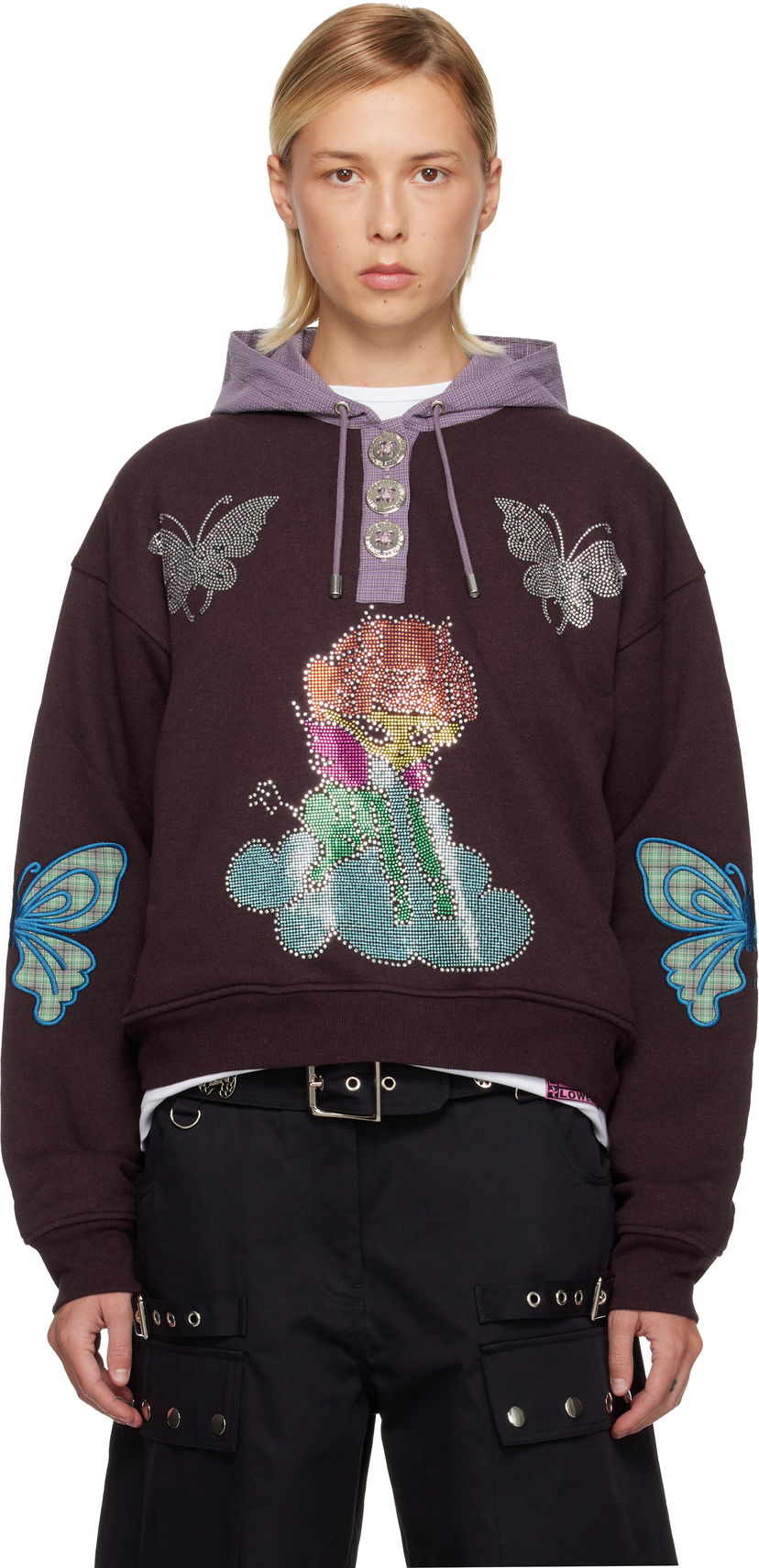 Суитчър Chopova Lowena Chopova Lowena Quimby Rhinestone Butterfly Hoodie Кафяво | 5265