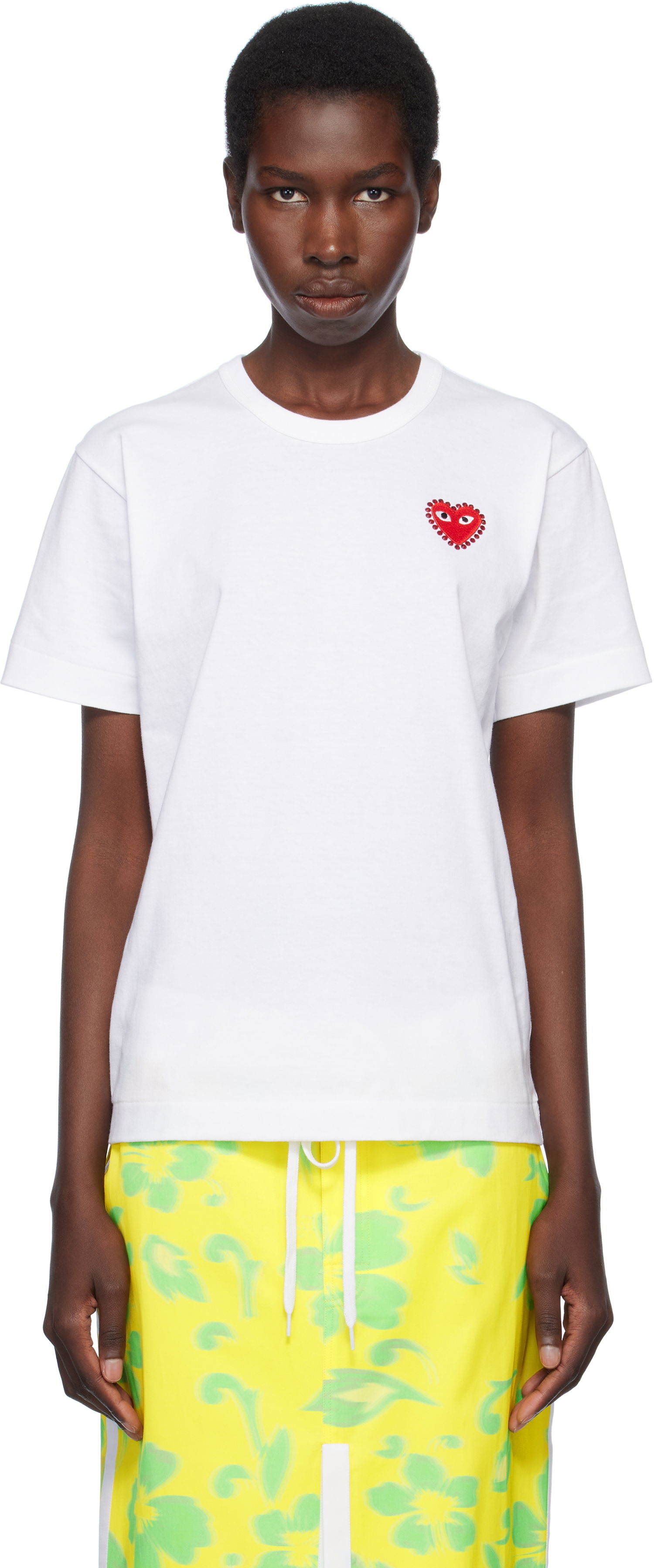 Тениска Comme des Garçons CDG Play Rhinestone Heart T-Shirt Бяло | AX-T801-051, 0