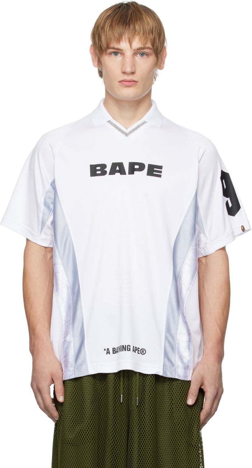 Фланелка BAPE Multi Logo Soccer Jersey T-Shirt Бяло | 001CSK801308M