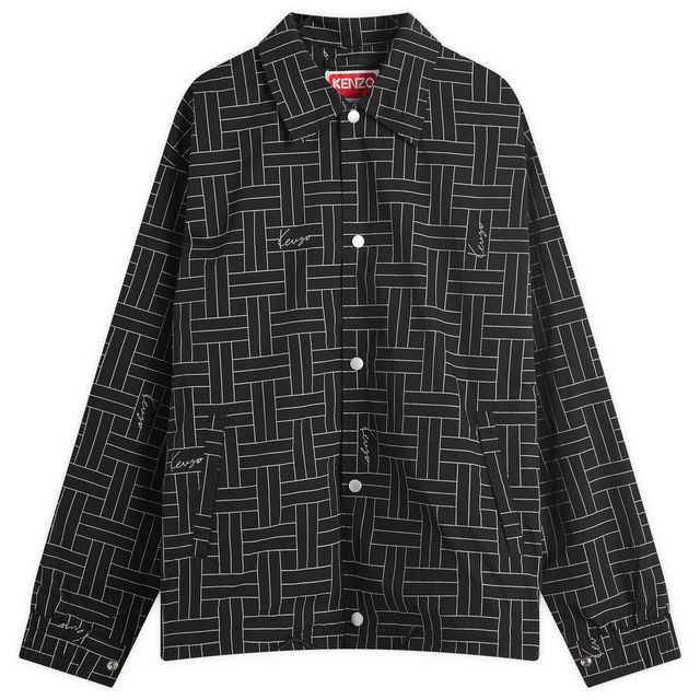 Men's Weave Print Windbreaker Jacket in Black, Size Small | END. Clothing