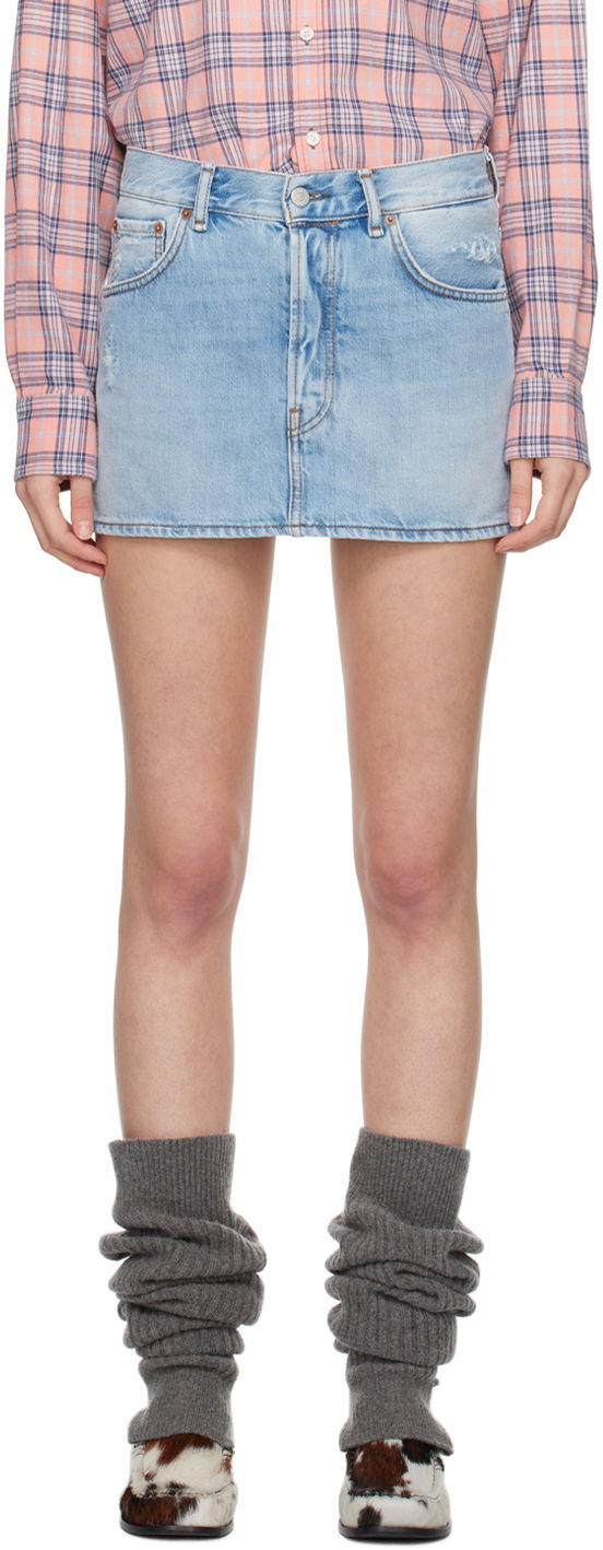 Пола Acne Studios Faded Denim Miniskirt Синьо | AF0422-, 0