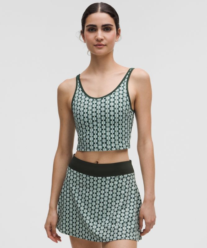 Комплект lululemon Geometric Pattern Cropped Tank Top B/C Cups Medium Support & Tennis Skirt Set Зелено | prod20002043, 0