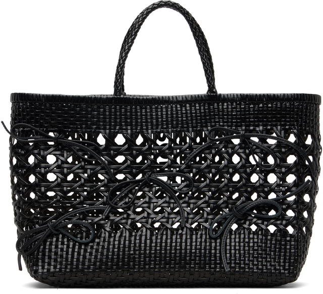 Biscuit Woven Tote with Bow Details