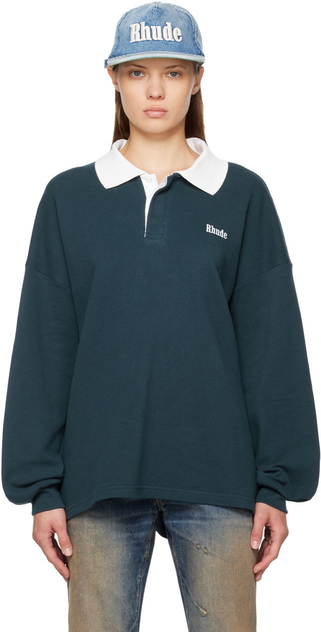 Oversized Long Sleeve Pique Polo