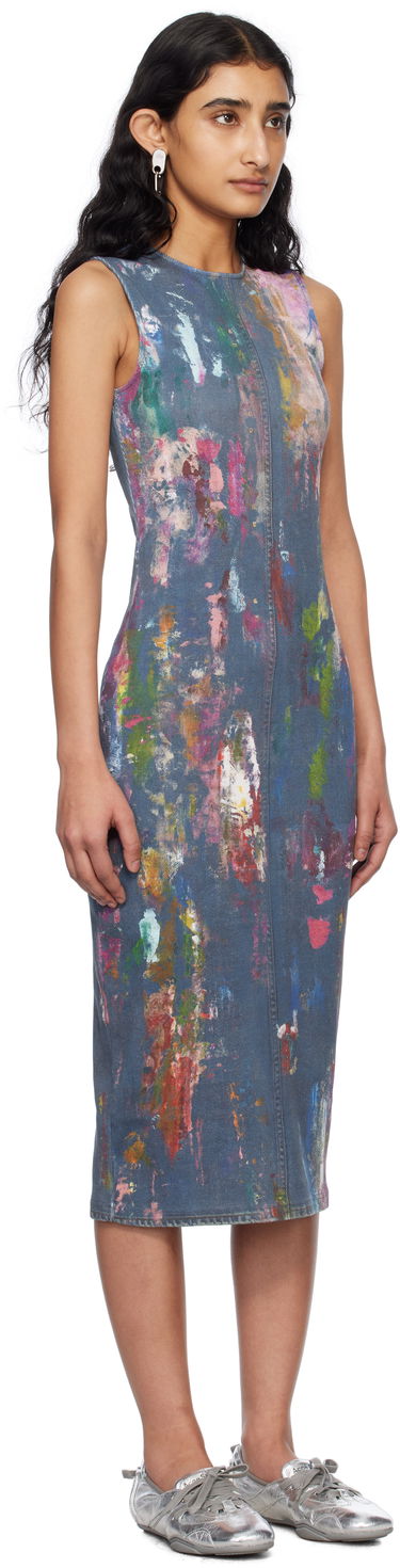 Pокля Acne Studios Acne Studios Paint Splatter Midi Dress Синьо | A20788-, 1