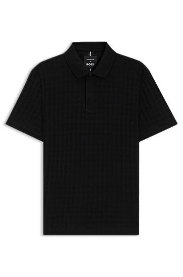 Поло тениска BOSS Porsche x BOSS Houndstooth-Jacquard Mercerized Cotton Polo Shirt Черно | 50543666, 0