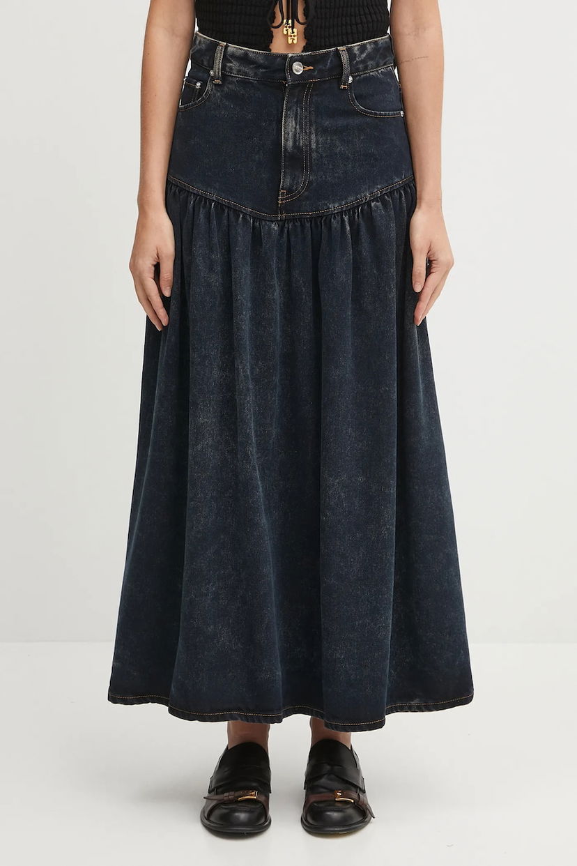Пола GANNI GANNI A-Line Maxi Denim Skirt Синьо | J1759