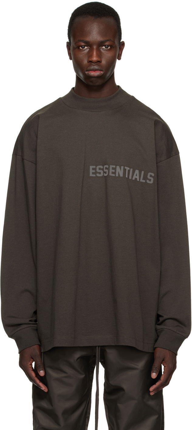 Тениска Fear of God Fear of God ESSENTIALS Crewneck Long Sleeve T-Shirt Кафяво | 125BT222010F, 0