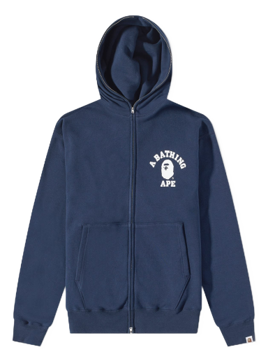 Суитчър BAPE College Relaxed Fit Full Zip Hoody Navy Тъмно синьо | 001ZPJ301018M-NVY