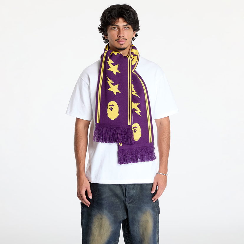 Шал BAPE Jacquard Bape Logo Long Scarf Лилаво | 001GDK801011M PUR